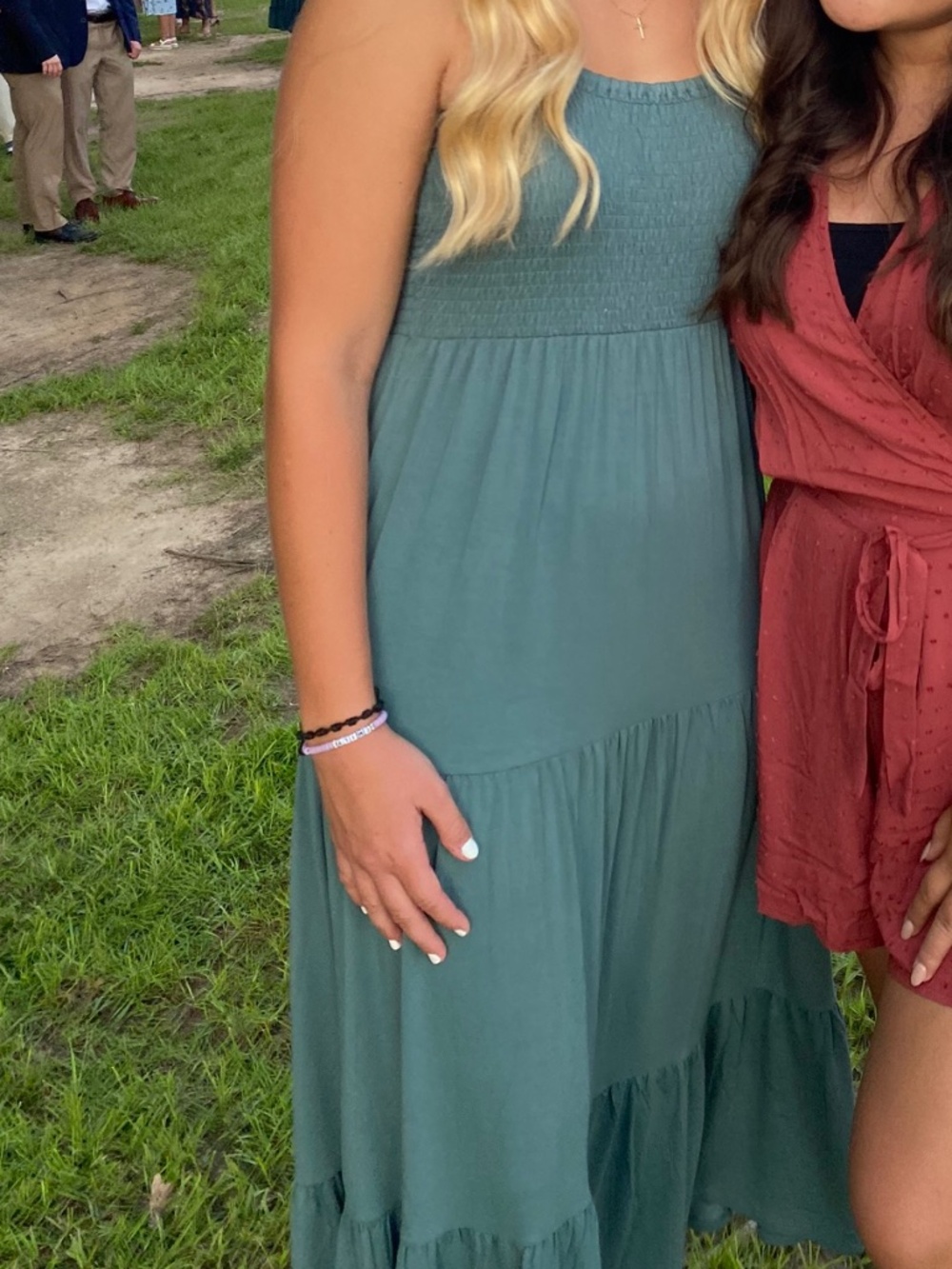 Sage Green Smocked Tiered Maxi Dress 🌿